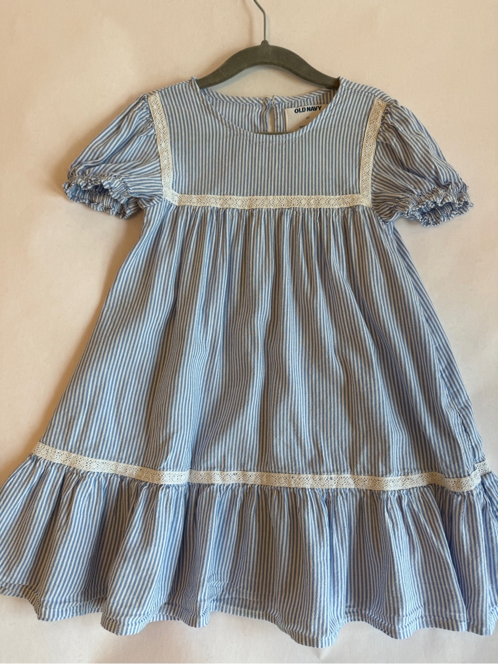 Old Navy Blue and Cream Striped Girls' Cotton Dress
